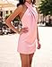 SHESEEWORLD Women's Criss Cross Halter Satin Backless Mini Dress Wedding Guest Cocktial Party Short Dresses Pink
