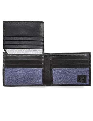 Skechers Men's Slimfold Canvas Vegan Leather RFID Wallet, Blue Patch, One Size2