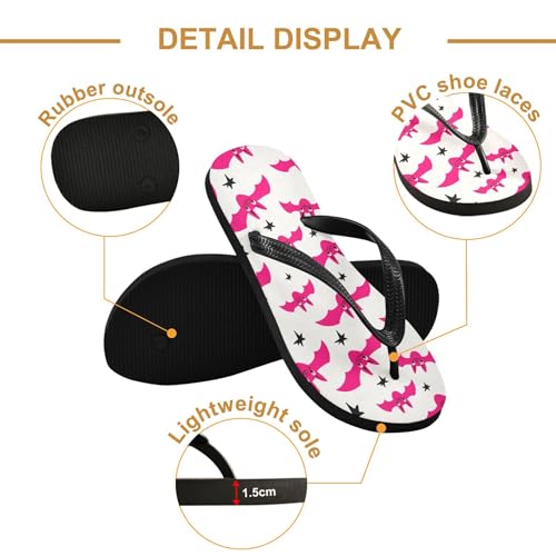 Burbuja Pink Bats Flip Flops for Women Men, Soft Thong Sandals Rubber Slippers for Pool Beach Essentials3
