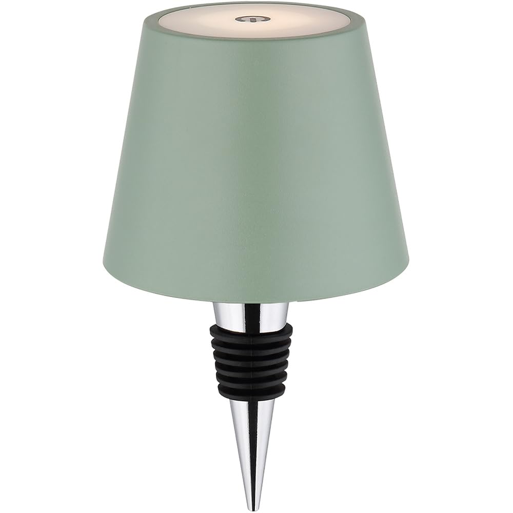 Außenleuchte Tischlampe Akku Tischleuchte Touchdimmer Flaschenaufsatz CCT, grün, USB-C, LED 3W 200Lm warm-kaltweiß, DxH 11,5x36 cm