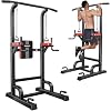 Pull Up Bar Power Tower Dip Station, 450LB Adjustable Home Gym Equipment | 11-height adjustment supports pull ups, dips, knee raises, push ups and versatile full-body strength training