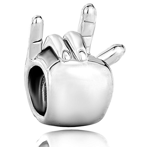 CharmSStory I Love You Gesture Wife Best Friend Mom Charm Beads Charms for Bracelets (I Love You Gesture)