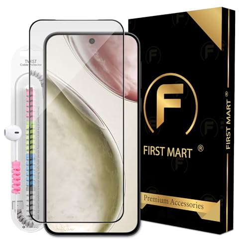 Image of FIRST MART Tempered Glass for Vivo X200 FE With Installation Kit | Military-Grade Gorilla Screen Protector and Cable Guard | Edge to Edge Coverage | Black