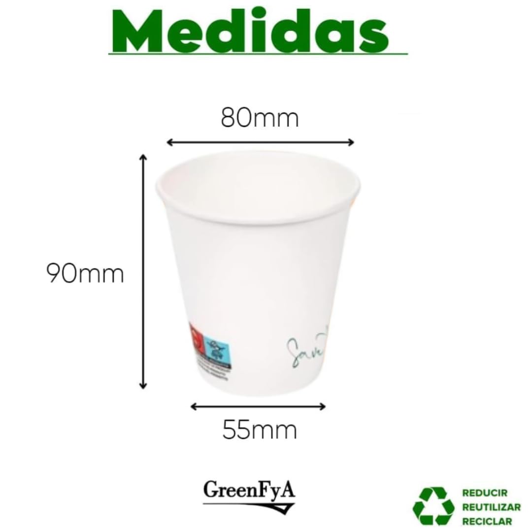 1000 Vasos Desechables 240ml (8oz) Ecológicos – Vasos Cafe Desechables - Blancos o Kraft – Bebidas Calientes y Frías – Uso en Oficina, Hostelería, Eventos, Catering y Takeaway