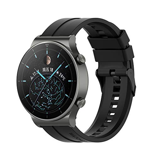FitTurn Band Compatible with Huawei Watch GT 3 and 2 Pro/GT 2e, Silicone Replacement Straps - Black