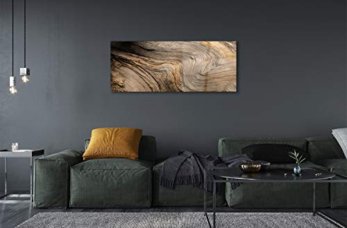 Tableau decoration murale photo image mur texture grain du bois verre 125x50cm