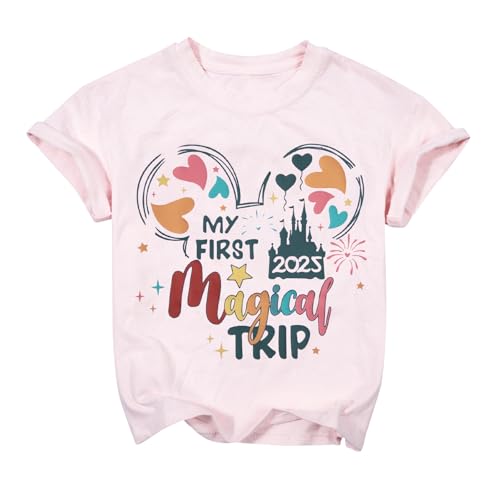 Baby Magic Shirt for Toddler Girl My First Magical Trip 2025 Shirts Kingdom Castle Tshirt Vacation Short Sleeve Tops 18 24 Months Pink
