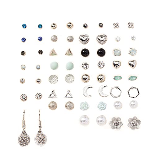 LEBOCADO 30 Paires Lot Boucle D'oreilles Femme, Assorties Multiples Clou Boucle D'oreille Géométrique Faux Cristal Perle Boucle D'oreilles Ensemble Boucle D'oreilles Pendantes Pour Femme Filles Cover