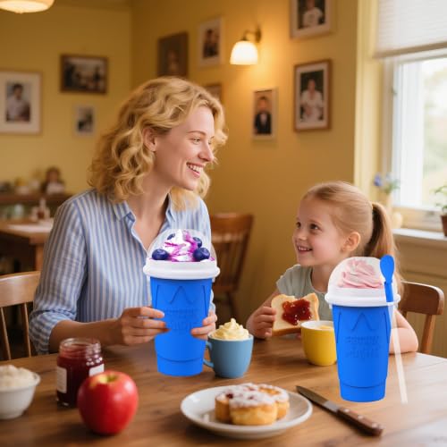 Image of 500ML Slushie Maker Cup, Magic Quick Frozen Smoothies Cups for Homemade Milk Shake Ice Cream Makers, Cooling Cups, Double Layer Squeeze Slushy Cup, Birthday Gifts for Kids Mom Dad Friends,Family