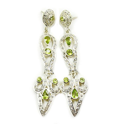 Bijoux en argent et véritable pierre péridot de haute joaillerie pour femme