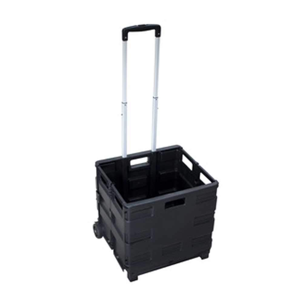 Pavo - Chariot De Transport avec Caisse Pliante Plastique Capacité 30 Kg / 60 L, la Dimension: 420x405x380mm, Noir
