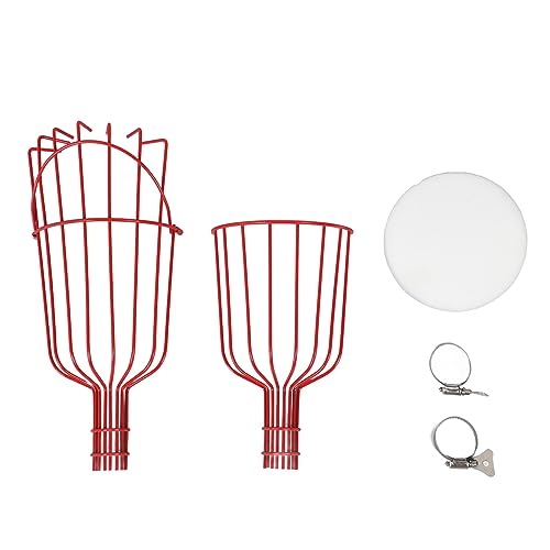 BTSEURY Fruit Picker Basket, Detachable Fruit Harvester, Prevent Multifunctional Fruit Picker Tool, Fruit Harvester Attachment for 3cm Diameter Pipe (Red)