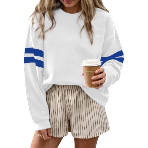 Varsity Striped Sweatshirt Women Oversized Crewneck Sweatshirt Sweater - image 1