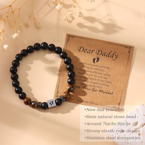 MOZAKA 2Pcs New Mom & Dad Gifts Healing Natural Stone Bracelets for Women Men, First Time Mom & Dad Essentials, Mother's Day Pregnancy Gifts for Expectant Moms4