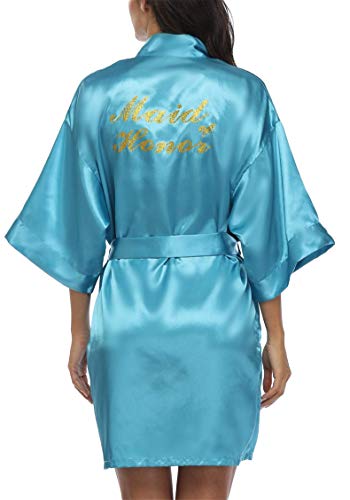 Image of Giova Women Bridal Robe for Bride and Bridesmaid Getting Ready Wedding Party Bathrobe