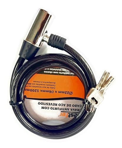 Cadeado Com Trava Antifurto E Cabo De Aço Ideal Para Bikes E Motos Com Duas Chaves