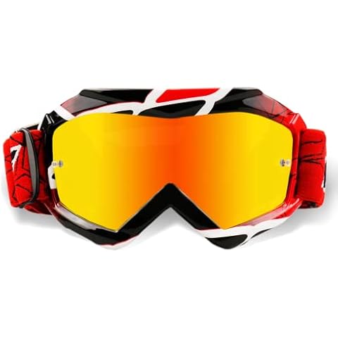 NENKI Youth&Kids Motocross Goggles ATV Dirt Bike Goggles MX Motorcycle Off Road with Anti Fog and 100% UV Protection Red Tinted Lens Cover