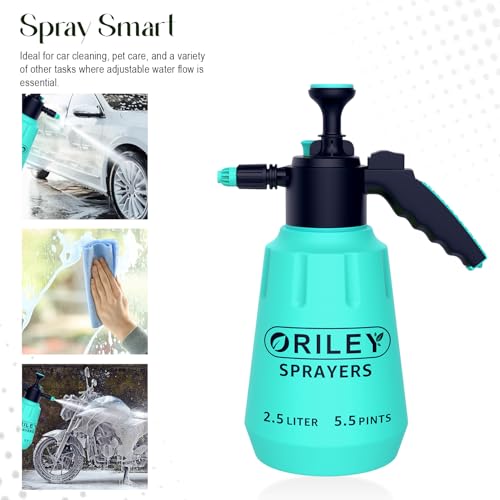 Image of ORILEY 2.5Litre Multifunctional Manual Garden Sprayer Pressure Pump Water Bottle with Nozzle Handheld Mist Spray for Flowers Plant Watering Car Glass Home Pesticide & Cleaning (Random Colour)