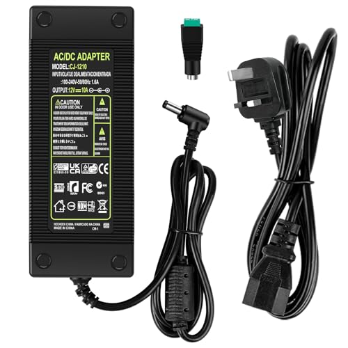 GPJYD 12V Power Supply 120W 10A, 100-240V AC to 12V DC Power Supply Adapter with DC Female Barrel Connector, AC DC Adapter 12V Transformer for 5050 2835 LED Strips