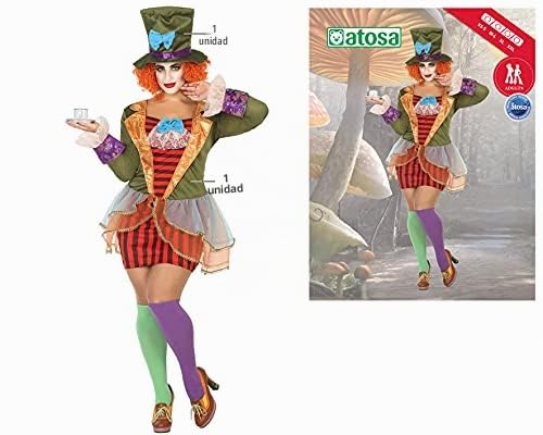 Miniatura 3 de Atosa Disfraz Sombrerera Loca Mujer Incluye Vestido Original Con Sombrero Alto Disfraz De Alicia En El País De Las Maravillas Para Fiesta Temática, Carnaval Personaje Icónico Xl