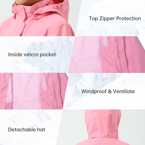 Image of Girls Boys Rain Jackets, Lightweight Waterproof Kids Rain Coats with Hood Windbreakers for Kids