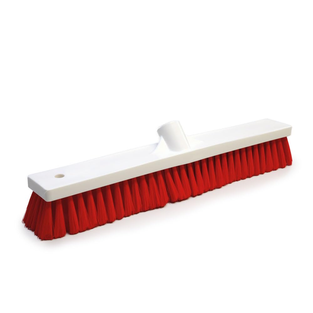 3 Stück Hygoclean Saalbesen Extra Fein, weiß-rot, L: 60cm, B: 6cm, H: 11cm, Saalbesen, Hygienebesen, Kehrbesen