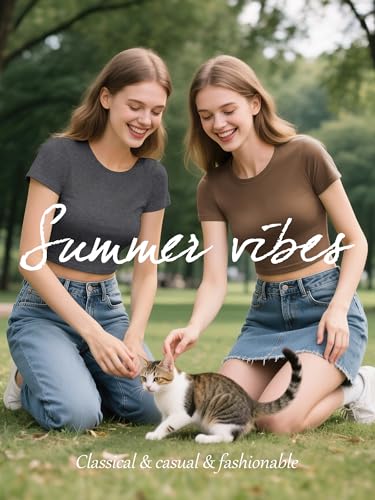 Syhood 4 Pack Summer Crop Tops for Women Basic Tight Short Sleeve Cute Trendy Scoop Neck Crop Tops for Women or Teen Girls(Small,Black, Dark Grey, Coffee, White) — view 2
