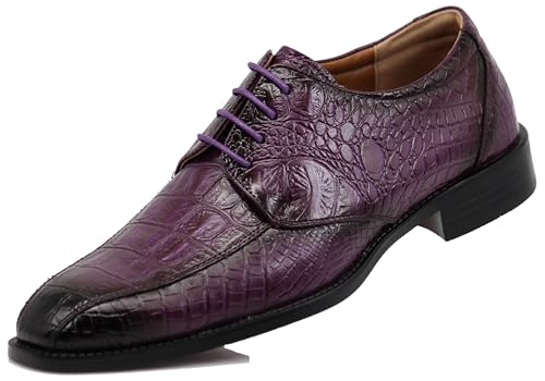 Image of Gator3N Men's Alligator Crocodile Print Oxfords Fashion Lace Up Dress Shoes