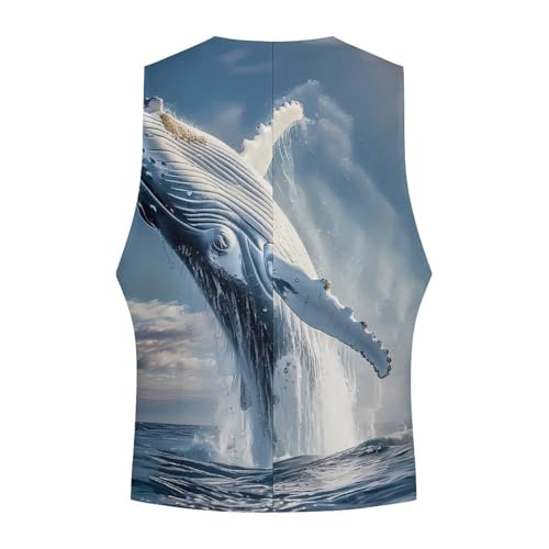 Humpback Sea Whale Ocean Animal Men's Suit Vest Waistcoat Vests Formal Dress with 2 Pockets for Business Casual Tuxedo4