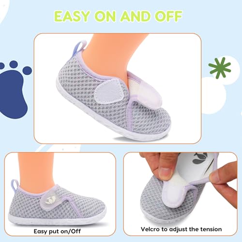 Image of FEETCITY Baby Boys Girls First Walking Shoes Infant Sneakers Crib Shoes Breathable Lightweight Slip On Shoes