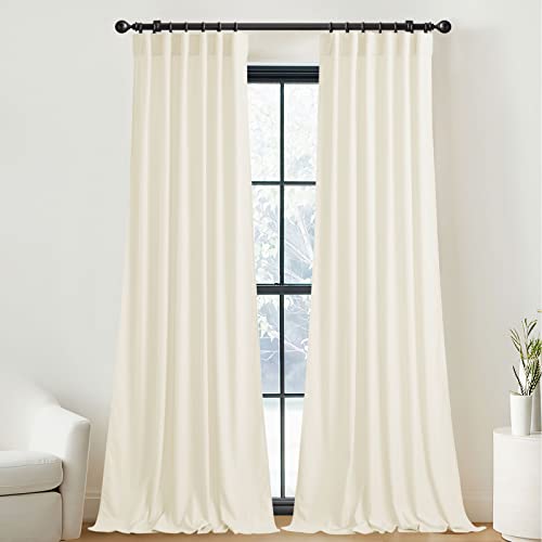 Nicetown Ivory White Curtains 90 Inches Long 2 Panels Set (52-Inch Wide), Thermal Insulated Sound Reducing Blackout Curtains And Drapes For Film, Window Curtains For Large Door Windows #TOP1