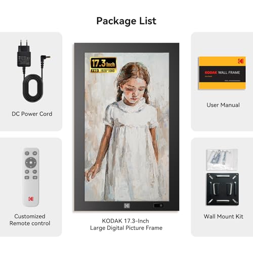 KODAK 17.3" X-Large WiFi Digital Picture Frame - 1920x1080 FHD IPS Display with 32GB Storage, Auto-Rotate, Remote Control, Wall Mountable, Compatible with Alexa, for Family - image 7