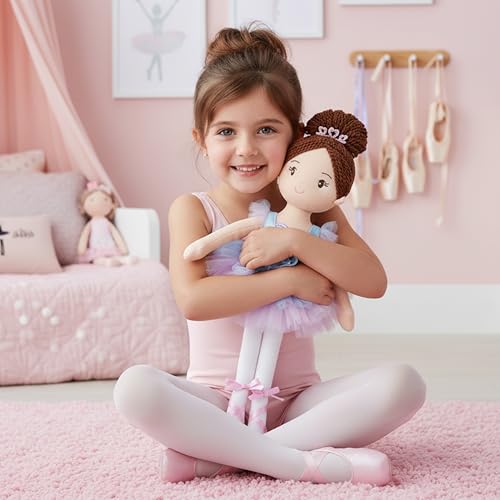 Lullaberry 40cm Ballerina Doll Bella, Soft Plush Dance Recital Gift for Girls, Stuffed Ballet Doll with Purple Tutu and Tiara - Image 3