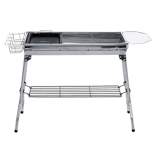 PowerLift Barbecue Grill-Stainless Steel Foldable Portable Charcoal Barbecue Grill Suitable for camping parties picnic backyard, garden barbecue