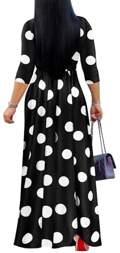 Image of Women's Floral Maxi Dress Summer Casual V-Neck 3 /4 Sleeve Long Bohemian Print Evening Party Dress