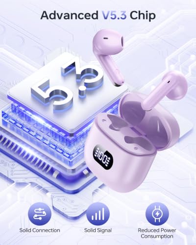 Image of KTGEE Wireless Earbuds Bluetooth 5.3 Headphones, 40Hrs Playback Stereo Ear Buds with LED Display Charging Case IPX7 Waterproof in-Ear Earphones with Mic for Phone Tablet Laptop Sports, Mauve