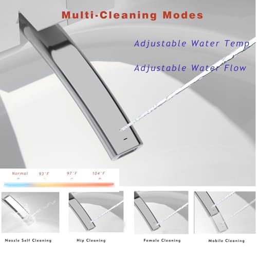Inodoro inteligente compacto con asiento bidé integrado, diseño moderno sin tanque, apertura y descarga automáticas, asiento calefactado, secador de aire caliente instantáneo para baños pequeños, blanco con panel negro miniatura 2