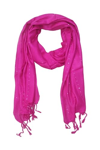 Image of Solid Sequin Stole with Tassels for Women & Men - Soft Lightweight Rayon Fabric | Available in 10+ Colours | 70 x 180 cm