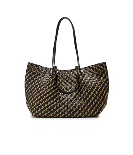 Bolso Tote de paja AllSaints Allington negro/natural miniatura 1