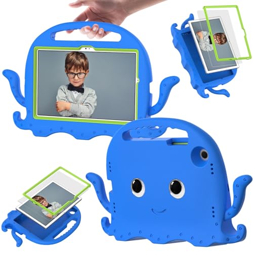 Funda para tableta Funda ligera y resistente a los golpes For Samsung Galaxy Tab A8 de 10,5 pulgadas (2022/2021, SM-X207/X200/X205), con esquinas antideslizantes correa For el hombro For niños(Blu)