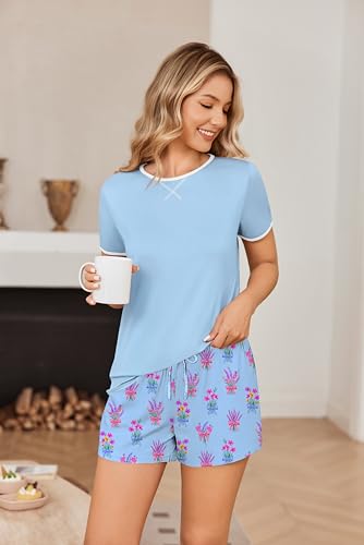 Image of Ekouaer Women Pajama Set Casual Short Set