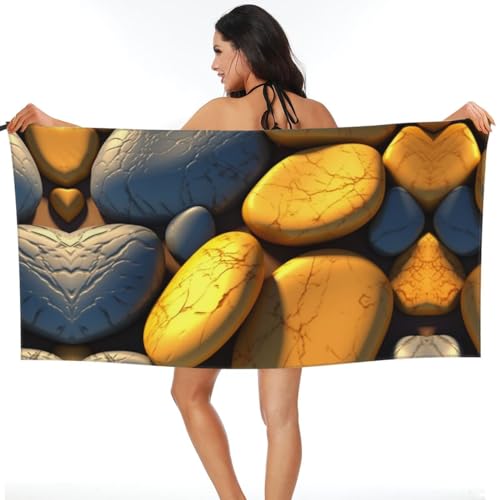 Serviette de plage super absorbante et drap de bain jaune portatif - 7