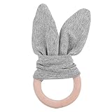 collar de lactancia.【Lindo diseño de orejas de conejo】 Nuestro anillo de mordedor tiene 5 colores brillantes, tiene una apariencia adorable y elegante que atrae la atención del bebé y puede pacificar al bebé que llora.