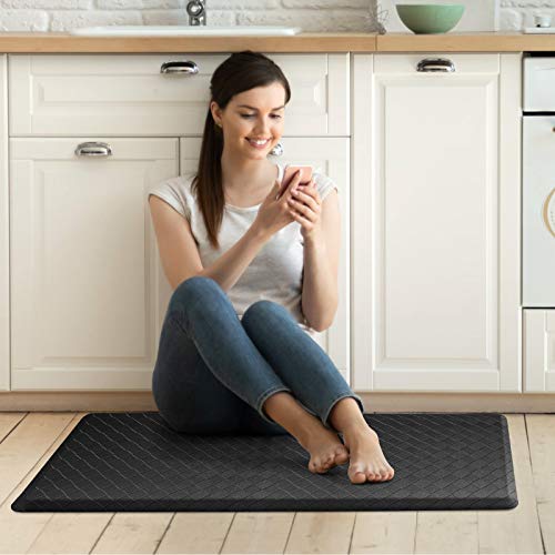 Image of HappyTrends Kitchen Mat Cushioned Anti-Fatigue Kitchen Rug,17.3 inchx39 inch,Thick Waterproof Non-Slip Kitchen Mats and Rugs Heavy Duty Ergonomic Comfort Rug for Kitchen,Floor,Office,Sink,Laundry,Black