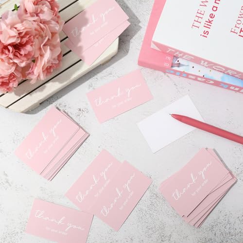Mini cartes de remerciement rose pâle Whaline pour colis de créateurs et magasins - 3