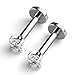 Adecco LLC 2PCS 16g 316L Stainless Steel 2-4mm Cubic Zirconia Labret Monroe Lip Ring/ Tragus/ Helix Earring,6mm/8mm Bar Length (2mm zircon 6mm bar)