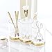 mDesign 3- Section Makeup Brush Organizer for Bathroom Vanity - Plastic Brush Holder for Makeup - Storage Cup for Eyeliner, Lipstick, Concealer - Cosmetic Holder, Lumiere Collection, Clear/Soft Brass