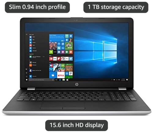 Image of HP 15.6 inch HD Intel i3-7100U 4GB RAM 1TB HDD USB 3.1 Windows 10 Silver Laptop Computer