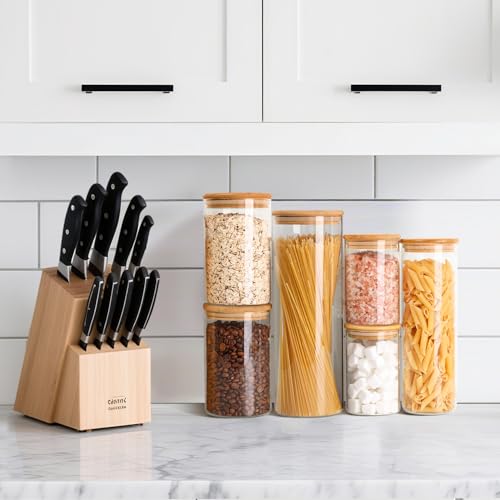 Image of ComSaf Glass Storage Jars 6 Pack, Pasta Containers, Pantry Organization