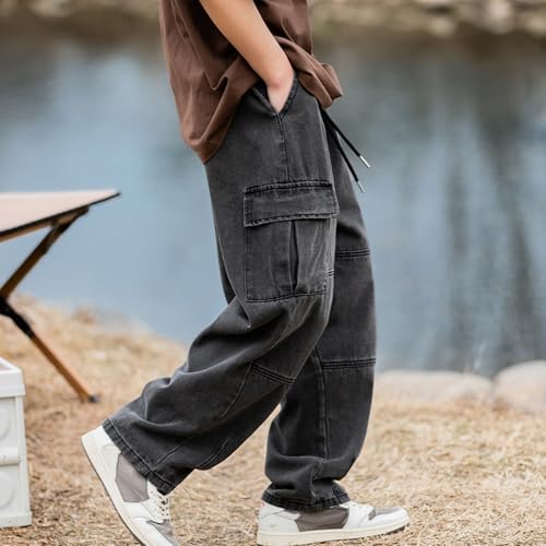 Men's Baggy Hip Hop Jeans Causal Cargo Denim Pants Y2K Joggers Wide Leg Streetwear Jeans with Pockets2